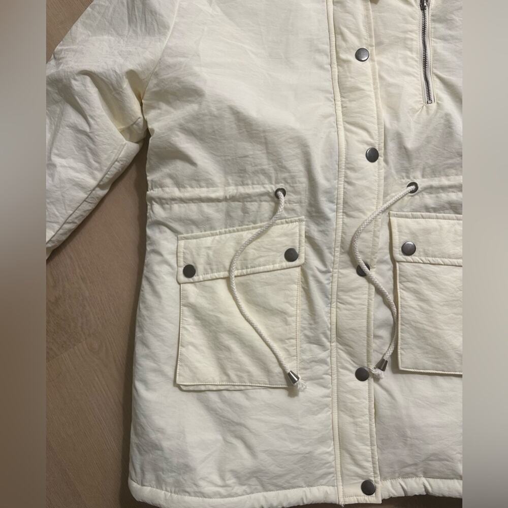 NWT Grace Karin Women's Cream Hooded Jacket W/Faux Fur hood Size M - Picture 6 of 9